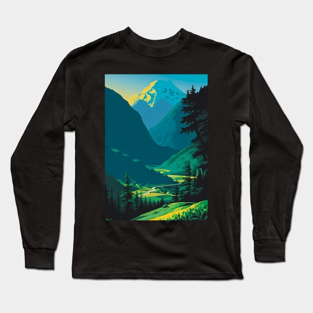 Valley View of a National Park Long Sleeve T-Shirt by CursedContent